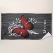 Papillon Rustique Rouge Serviette de plage personn (Devant)
