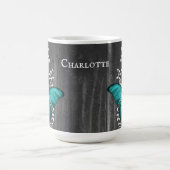 Papillon rustique turquoise Mug de café personnali (Centre)