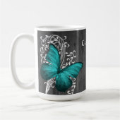Papillon rustique turquoise Mug de café personnali (Gauche)