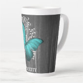 Papillon rustique turquoise Mug Latte personnalisé (Angle droit)