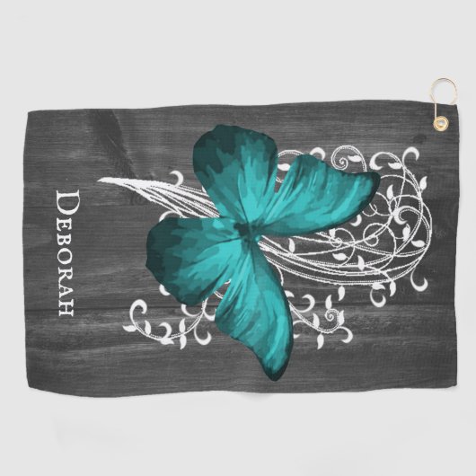 Papillon Rustique turquoise Serviette de golf pers (Horizontal)