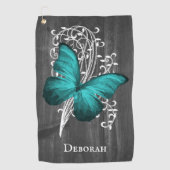 Papillon Rustique turquoise Serviette de golf pers (Devant)