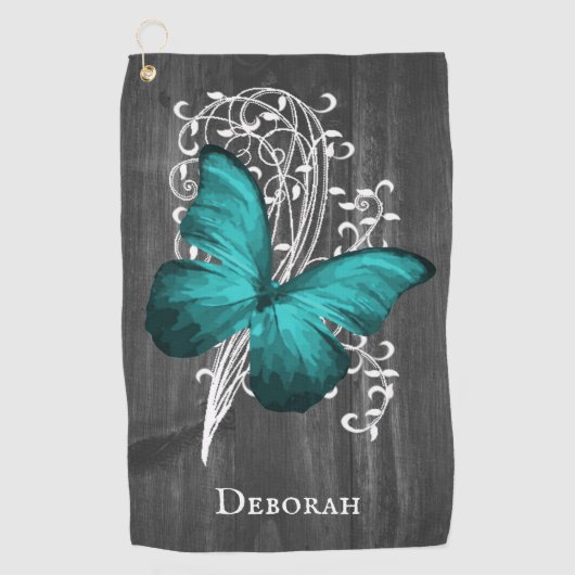 Papillon Rustique turquoise Serviette de golf pers (Devant)
