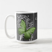 Papillon rustique vert Mug de café personnalisé (Gauche)
