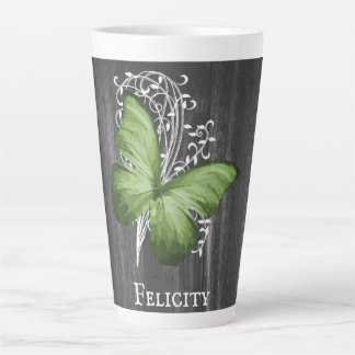 Papillon rustique vert Mug Latte personnalisée