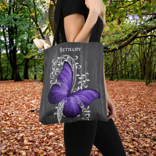 Papillon rustique violet Sac fourre-tout personnal
