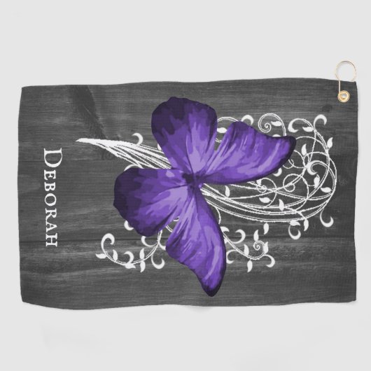 Papillon Rustique violet Serviette de golf personn (Horizontal)