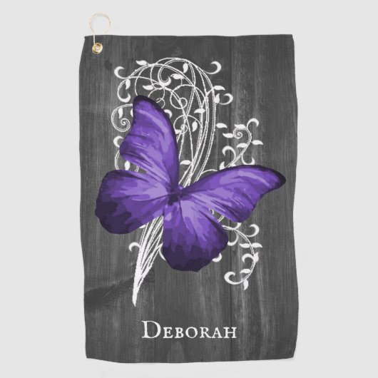 Papillon Rustique violet Serviette de golf personn (Devant)