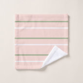 Papillon Sage vert rose blanc rayures (Gant de toilette)