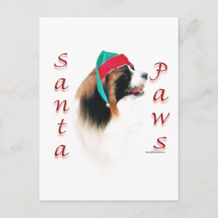 Papillon Santa Paws Feestdagenkaart