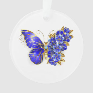 Papillon saphir à fleurs