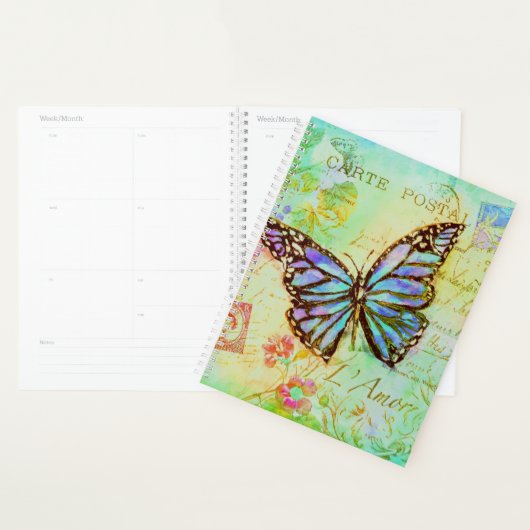 Papillon sarcelle et violet (Devant avec enveloppe)