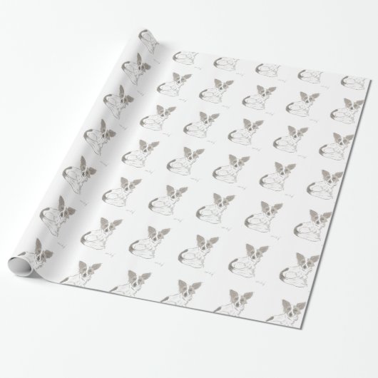 Papillon schets behang cadeaupapier (Uitgerold)