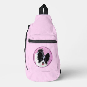 Papillon Schilderij Zwart-wit Originele Hond Art Sling Bag