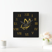 Papillon scintillant design romain horloge murale (Maison)