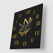 Papillon scintillant design romain horloge murale (Angle)