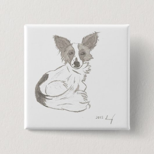 Papillon Sketch Button (Voorkant)