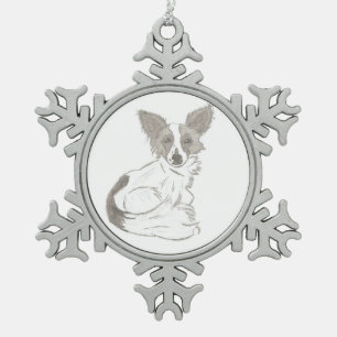 Papillon Sketch Pewter Ornament
