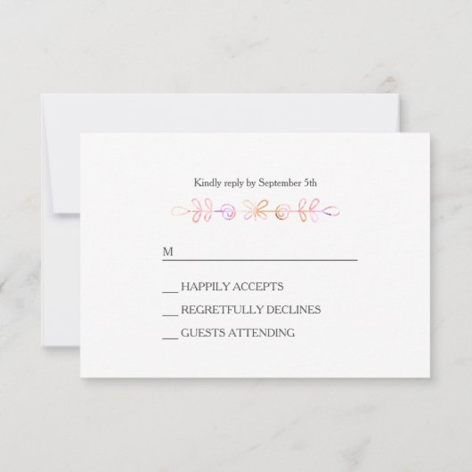 Papillon Ski Coral Rose Gold Confetti Carte RSVP (Dos)