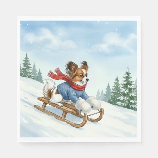 Papillon Sledding, Napkins Servet (Voorkant)
