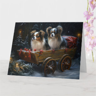 Papillon Sneeuw Slede Kerst Decoratie  Kaart