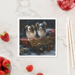 Papillon Sneeuw Slede Kerst Decoratie  Servet