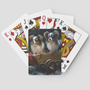 Papillon Sneeuw slee Christmas decoratie  Pokerkaarten