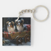 Papillon Sneeuw slee Kerst decoratie  Sleutelhanger (Achterkant)