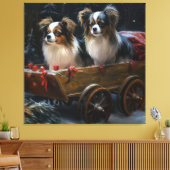 Papillon Sneeuwslee Kerstdecoratie Canvas Afdruk (Insitu (Woonkamer))