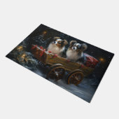 Papillon Sneeuwslee Kerstdecoratie Deurmat (Schuin)