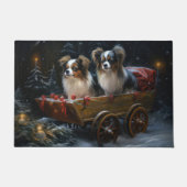 Papillon Sneeuwslee Kerstdecoratie Deurmat (Voorkant)