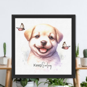 Papillon Sourire aux chiots Papier à toile étirée