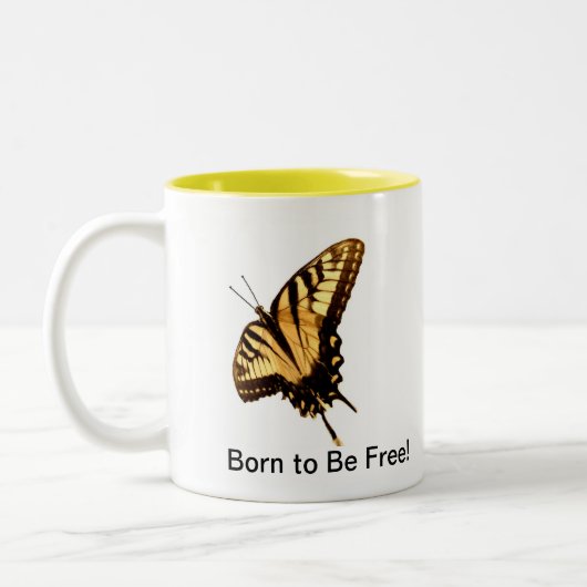 Papillon" soutenu pour être libre !" tasse (Gauche)