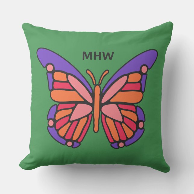 Papillon stylisé oreillers de jetage monogramme pe (Recto)
