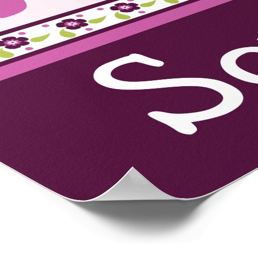 Papillon Sugar Plum Lettre & Nom Poster d'Art Mur (Coin)