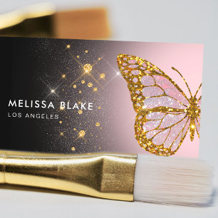 papillon sur carte de visite noir