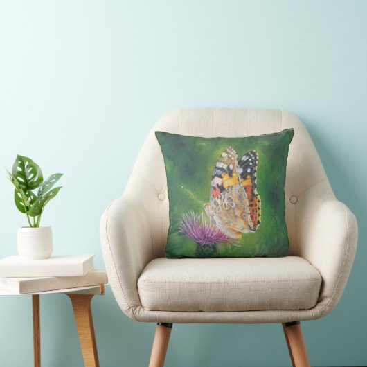 Papillon sur coussin de fleurs (Chaise)