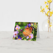 Papillon sur fleurs d'aster carte de note/carte de (Fleur jaune)