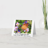 Papillon sur fleurs d'aster carte de note/carte de (Dos)