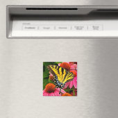 Papillon sur Flower v22 Magnet (In Situ (Lave-vaisselle))
