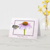 Papillon sur la carte d'anniversaire de la fleur d (Fleur jaune)