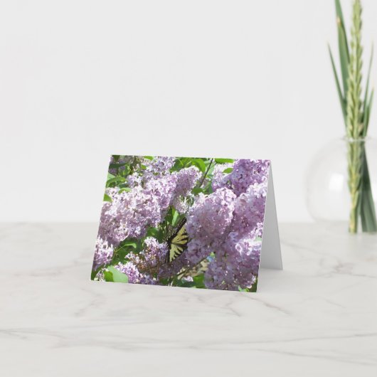 Papillon sur le carte pour notes lilas (Devant)