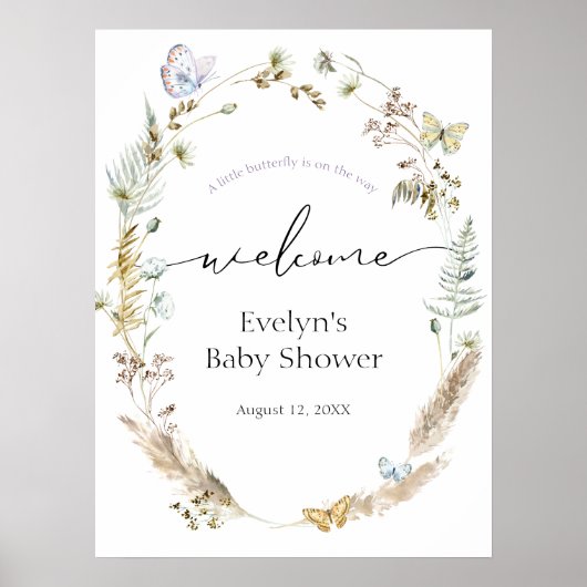 Papillon sur le chemin Boho Baby shower Affiche de (Devant)