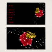 Papillon sur Rose rouge avec Raindrops et Stars (Devant & derrière)