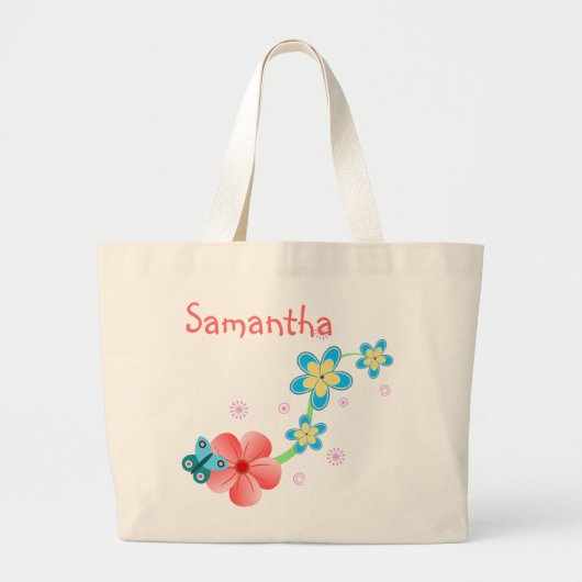 Papillon sur Sac fourre-tout Jumbo rose et bleu (Devant)