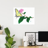 Papillon swallowtail jaune sur affiche de fleur (Bureau à domicile)
