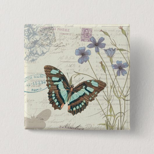 Papillon Tales Vierkante Button 5,1 Cm (Voorkant)