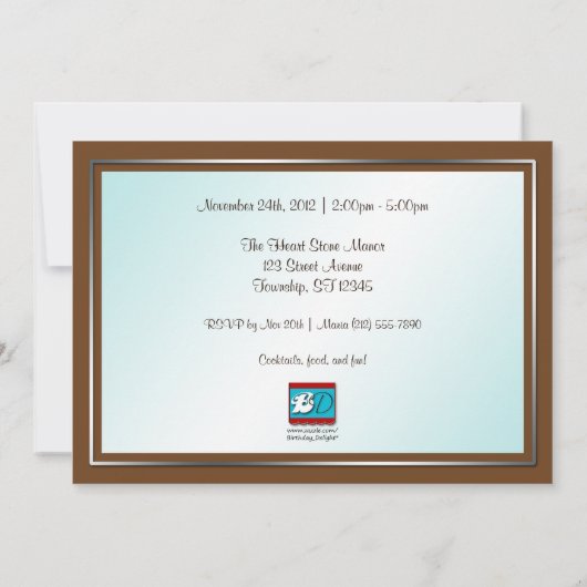 Papillon Turquoise Brown Invitations de fête d'ann (Dos)
