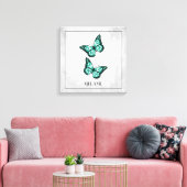 Papillon turquoise en toile florale Imprimer (Insitu(Salon))