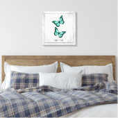 Papillon turquoise en toile florale Imprimer (Insitu(Chambre))